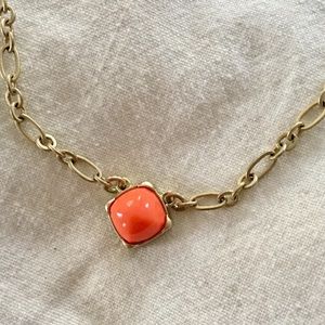 Lia Sophia Tangerine Bead Necklace/Goldtone Chain